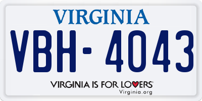 VA license plate VBH4043