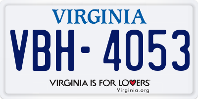 VA license plate VBH4053