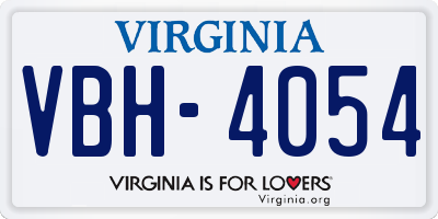 VA license plate VBH4054