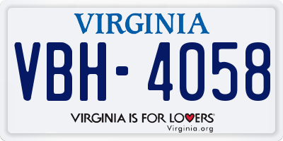 VA license plate VBH4058