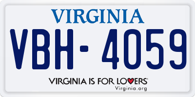 VA license plate VBH4059