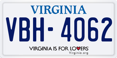 VA license plate VBH4062