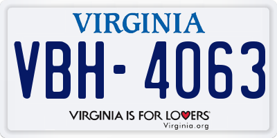 VA license plate VBH4063