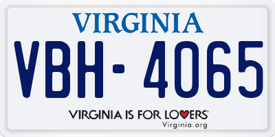 VA license plate VBH4065