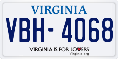 VA license plate VBH4068