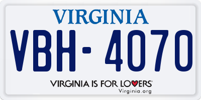VA license plate VBH4070