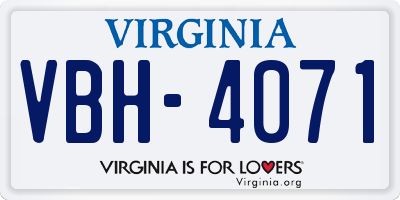 VA license plate VBH4071