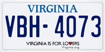 VA license plate VBH4073