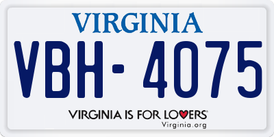 VA license plate VBH4075