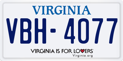 VA license plate VBH4077