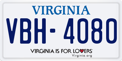 VA license plate VBH4080