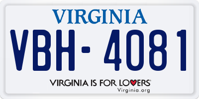 VA license plate VBH4081