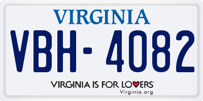 VA license plate VBH4082