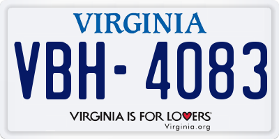 VA license plate VBH4083