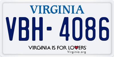 VA license plate VBH4086