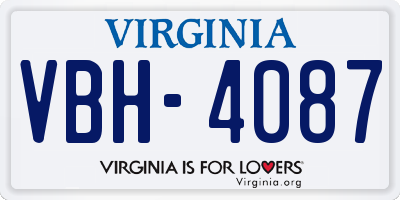 VA license plate VBH4087