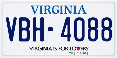 VA license plate VBH4088