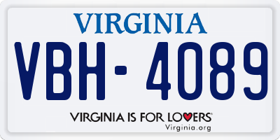 VA license plate VBH4089