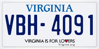 VA license plate VBH4091