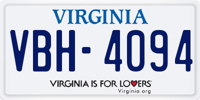 VA license plate VBH4094