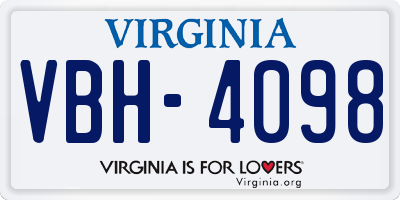 VA license plate VBH4098