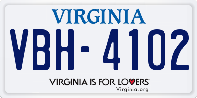 VA license plate VBH4102