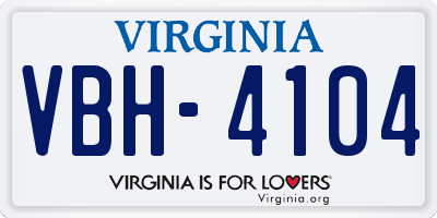 VA license plate VBH4104