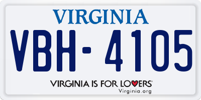 VA license plate VBH4105
