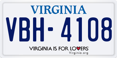 VA license plate VBH4108