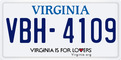 VA license plate VBH4109
