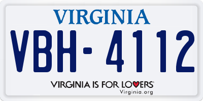 VA license plate VBH4112