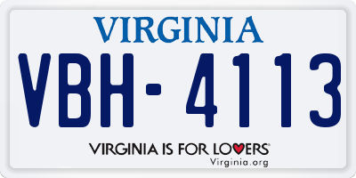 VA license plate VBH4113