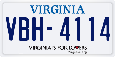 VA license plate VBH4114