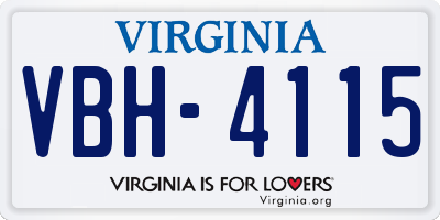 VA license plate VBH4115
