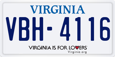 VA license plate VBH4116