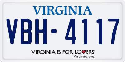 VA license plate VBH4117