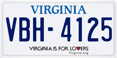 VA license plate VBH4125