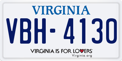 VA license plate VBH4130
