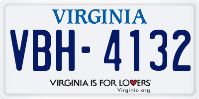 VA license plate VBH4132