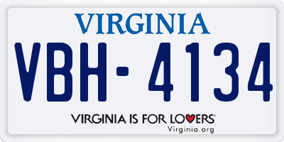 VA license plate VBH4134
