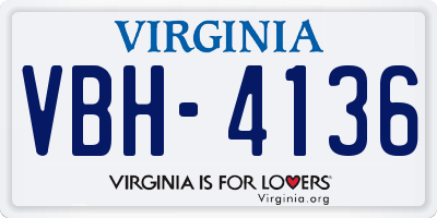VA license plate VBH4136