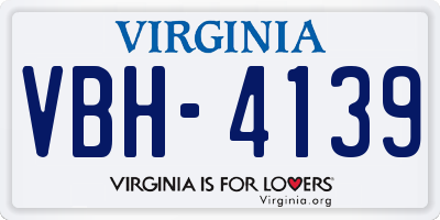 VA license plate VBH4139