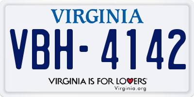 VA license plate VBH4142