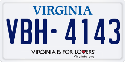 VA license plate VBH4143