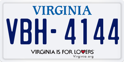 VA license plate VBH4144