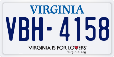 VA license plate VBH4158