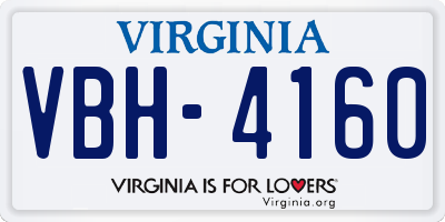 VA license plate VBH4160