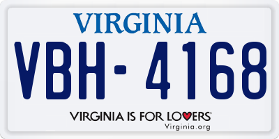 VA license plate VBH4168