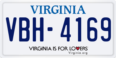 VA license plate VBH4169