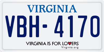 VA license plate VBH4170